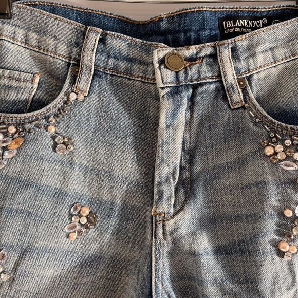 [BLANKNYC] Embellished Girlfriend Crop Jeans | SZ 25 - Picture 8 of 13
